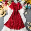 Boho Vintage Floral Print Chiffon Dress Summer Sweet Doll Collar Pleated Dress High Waist Women Beach Holiday Dresses 210521