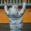 Barn vinterjacka för barn flickor silver guld svart pojkar avslappnad huva kappa babykläder outwear barn parka jacka snowsuit 99087485