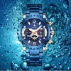 WWOOR Blue Full Steel Watches Mens 2021 Top Brand Luminous Waterproof Sport Chronograph Watch For Man Quartz Military Wristwatch