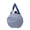 DOMIL enfants monogramme vichy Seersucker sac de sport coton baril Preppy sac à main enfants école voyage fourre-tout sacs