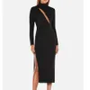 Ocstrade Arrival Long Sleeve Bodycon Bandage Dress Black Sexy Cut Out Woman Rayon Winter 210527