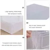 Drop Front Shoe Box Set of 6 Foldable Stackable Plastic Storage and Organizer Containers with Lids for Display Women/men Shoes