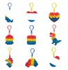 Favoriza o chaveiro de chaveiro simples mini -key anel de bugiganga keyring silicone fidget brinquedo dinossauro mouse urso animal key pendente c0623x02