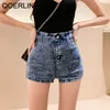 Vintage High Stretch Skinny Denim Shorts Sexig Midja Tight Hip Plus Storlek Svart Jeans Kvinnor Koreansk stil S-L 210601