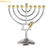 Brtagg Hanukkah Menorah Silver Color Pełny rozmiar Non Tari Nikier - Je 9 Branch Candlestick Candle Holders Crismas Święty Prezent 211101