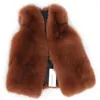 Kvinnors Fur Faux Natural Vest Real Winter High Quality Leather Jacket Nice