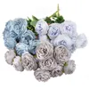 Flores decorativas grinaldas grandes cabeças de 10cm de 10 cm buquê artificial de rosa de seda para casas de casamento de casamentos suprimentos de jardim falsificados