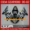 鈴木1000cc GSXR-1000 GSX R1000 GSXR 1000 CC 00 01 02 Bodywork 62NO.78 GSXR1000 K2 2001 2002 2002 GSX-R1000 01-02 OEMボディキットブラックホワイト