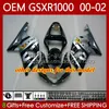 Zestaw do ciała OEM dla SUZUKI GSXR 1000 CC GSXR-1000 01-02 Przewody nadwozia 62NO.16 GSXR1000 K2 1000CC 2001 2002 2002 GSX-R1000 GSX R1000 00 01 02 Wtryskiwanie Formy Matte Black