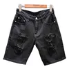 Summer white & black &Khaki Men Ripped Loose Straight Jeans Short Fashion Hip hop Bermuda Holes Casual Denim Cargo shorts 210806