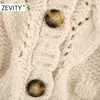 ZEVITY Kadınlar Moda V Boyun Kelebek Kollu Büküm Örme Rahat Ince Kazak Kadın Oymak Göğüs Kazak Tops S373 210603