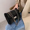 Worki wieczorowe Zimowe Tweed Crossbody Dla Kobiet 2021 Chain Torebka Marka Kobiet Ramię Messenger Torba Luksusowe Małe Kobiety