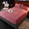 Warm Bed Sheet on Elastic Band for Winter Use Soft Thick sabanas cama 150 Queen Size Coral Fleece Bed Sheets 180x200 210626