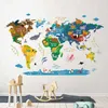 Mappa del mondo creativa dei cartoni animati Adesivi murali per la prima educazione Camera da letto per bambini Decorazione della camera dei bambini Decorazioni per la casa Adesivi autoadesivi 210929