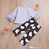 enfants Halloween ensembles de vêtements bébé filles dessin animé drôle imprimer T-shirts à manches longues + pantalons longs 2pcs costumes enfants tenues décontractées S1405