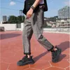 Herrbyxor män streetwear gul rutiga joggare 2021 man avslappnade byxor harem koreansk hiphop -spår plus storlek