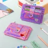 Cekiny Karta Uchwyt Kryształowy Kolor Multi Card Slim Portfel Mini Cute Laser Heart Girl Student Bus Id Card Card Card