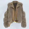 Настоящий меховой панель зимняя куртка женщин натуральная лиса подлинная кожа верхняя одежда съемная уличная одежда локомотив