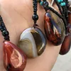 Simples Irregular Natural Agate Pedra Camisola Corrente Corrente Pingente Colar Para As Mulheres Menina Fashion Party Decor Jóias