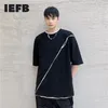 IEFB Herrkläder Nischkontrast Stitching Short-Sleeve Mäns Causal Loose Fashion Tee Black White Tops 9Y7083 210524