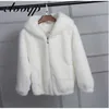 Femmes Automne Hiver Manteau En Fausse Fourrure Avec Capuche Femme Mode Casual Lâche Veste De Fourrure Artificielle Faux Fourrure De Lapin Outwear 210910