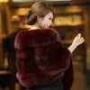 Scarves Womens Luxury Elegant Faux Mink Cashmere Winter Warm Fur Coat Shawl Cape Fashion Solid Ladies Pashmina Poncho