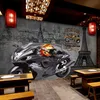 Papier peint Mural personnalisé 3D moto ciment mur rétro fresque Restaurant café KTV Bar fond papiers peints Papel De Parede 3 D