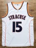 Carmelo Anthony #15 Syracuse 농구 저지 대학 남성용 모든 스티치 화이트 오렌지 블랙 사이즈 S-3XL 최고 품질 유니폼