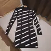 Women Casual Dress Fashion Letter Classic Pattern Knit Bodycon Dresses Autumn Womens Clothing Long Sleeve 3 Colors263W