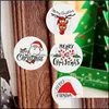 Wrap Event Party Party Supplies Home Garden120pcs Cartoon Cartoon Santa Claus Merry Christmas theme sealing diffice package package la la