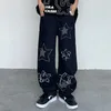 Männer Jeans Y2k Männer Stern Gedruckt Hosen Herbst Koreanische Mode Gothic High Street Stil Lose Beiläufige Dünne Gerade Breite bein 254h