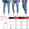 Mężczyźni Ripped Skinny Jeans Hole Ołówek Dżinsy Spodnie Moto Biker Party Casual Cowboy Spodnie Ulica Mężczyźni Odzież 2020 x0621