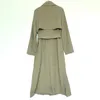 Women's Trench Coats Pure Yuan Windbreaker Women's Mid Long Autumn Thin Coat Organza Sleeve Acetate