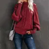 Maglioni lavorati a maglia in tinta unita da donna, tendenza moda, dolcevita a maniche lunghe, pullover allentato, top, maglione casual invernale da donna di design