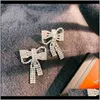 Stud SmyckenGorgeous Bow Tassel Rhinestone Crystal Hollow Shining Långa Örhängen för Kvinnor Mode Dangler Smycken Bröllop Waj0491 Drop Deliv