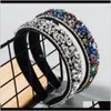 Stirnbänder Schmuck Jewelryins Strass-Intarsien Haarband Dünner Schwamm Breiter farbiger Laufsteg Stirnband Super Flash Temperament Kopfbedeckung PS2410 Dr