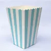 12st Popcorn Box Dot Wave Striped Rosa / Blå Tema Party Decoration Paper Candy / Sanck / Popcorn Box Bröllopsfödelsedagstjänster