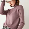 Turtleneck Sweaters For Women Autumn Winter Women's Jumper Knitted Pink Top Black Cashmere Sweater Women Turtleneck Pullovers 210805