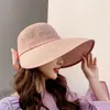 New Arrival Women Ladies Summer Large Wide Brim Sun Hat Foldable Roll Up Bowknot Decor Beach Visor Cap Outdoor Travel Cap