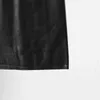 Twotwinstyle Black PU Skórzana Sukienka Dla Kobiet Lapel Z Krótkim Rękawem Wysoka Talia Midi Suknie Kobiet Mody Ubrania Lato 210517