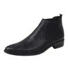 Bottines pour hommes en cuir de vache véritable imprimé serpent style britannique bureau rue vintage fait à la main homme bout pointu sans lacet bottes Martin