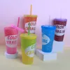 650 мл изменение цвета PP пластиковая кружка многоразовые чашки тумблеров с крышками и соломинки холодные напитки переменные цвета чашки