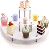 3-tier Acrylic Display Stand Pottery Storage Rack Doll Clay Figure Display Transparent Ladder Shelf Store Tools 211112