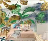 カスタム写真の壁紙3 dの壁画の壁紙モダンなゴールデンディアの森の植物テレビの背景の壁壁画装飾絵画