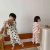 Enfants Automne pyjamas Chemise en lin et filles Casual Pantalons Pyjamas manches longues garçons Ensembles 211109