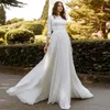 Robe De mariée De plage en Satin, Sexy, manches longues, en mousseline De soie, Simple, style Boho, robe De mariée, 2022, 8437197