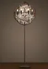 Retro Luxe Persoonlijkheid Iron K9 Crystal Floor Lamp E14 LED 6 Lights Globe Light voor El Lobby Woonkamer Dining Lampen