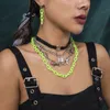 Fivela geométrica exagerada colar misturada hip hop street Gothic Fluorescent Chain Colar