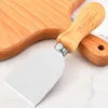 Nuovi coltelli da formaggio in acciaio inossidabile di alta qualità Utensili da cucina Manico in legno Formaggio Burro Coltello e forchetta Strumenti per la cottura della pizza XG0314