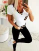 Kobiety Lato Casual Luźne Koszulki Kolor Dopasowanie Kieszenie Decor V-Neck Krótki Rękaw Leopard Drukuj Slim Pulowers Top X0527